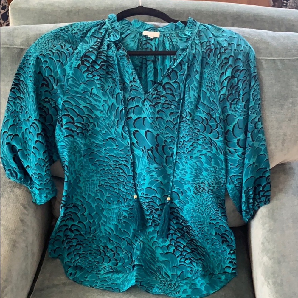 Elorie silk balloon sleeve blouse excellent XS